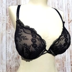 Victoria's Secret Miraculous Plunge 36C Black lace padded